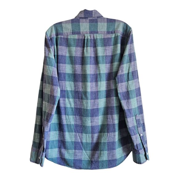 J. CREW Men's S Homespun Shirt Blue Green Check Button Up Long Sleeve Cotton - Picture 8 of 9